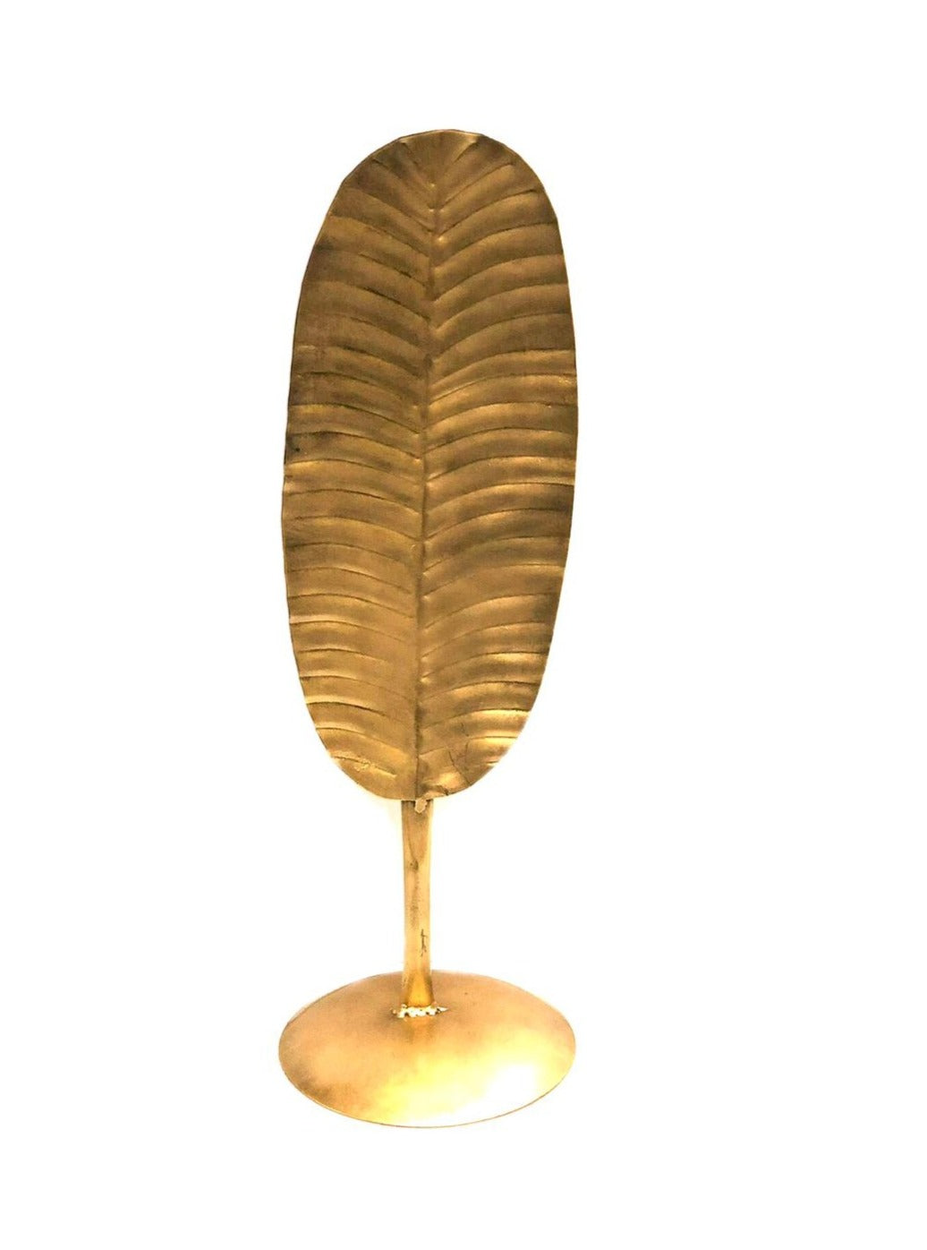Lifestyle Nature Inspired Leaf Designs Metal Art On Stand Gold From Tamrapatra