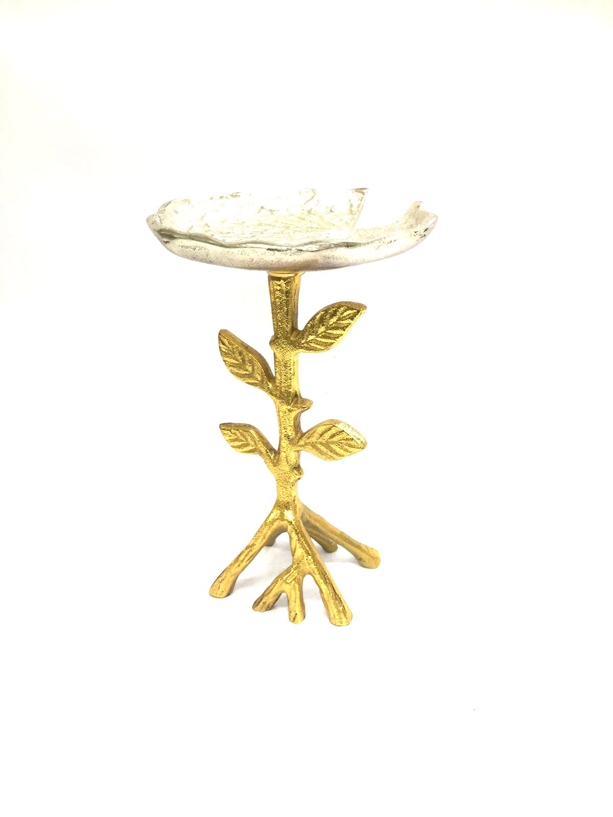 Silver Lotus With Gold Leaf Stand Platters Metal Art Kitchen From Tamrapatra