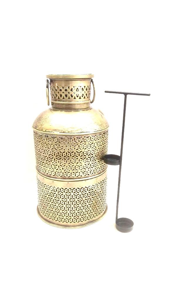 Attractive Candle Stand In Metal Pots Creates Beautiful Ambience From Tamrapatra