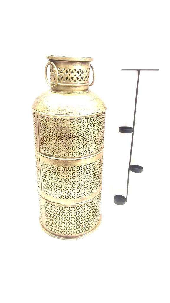 Attractive Candle Stand In Metal Pots Creates Beautiful Ambience From Tamrapatra