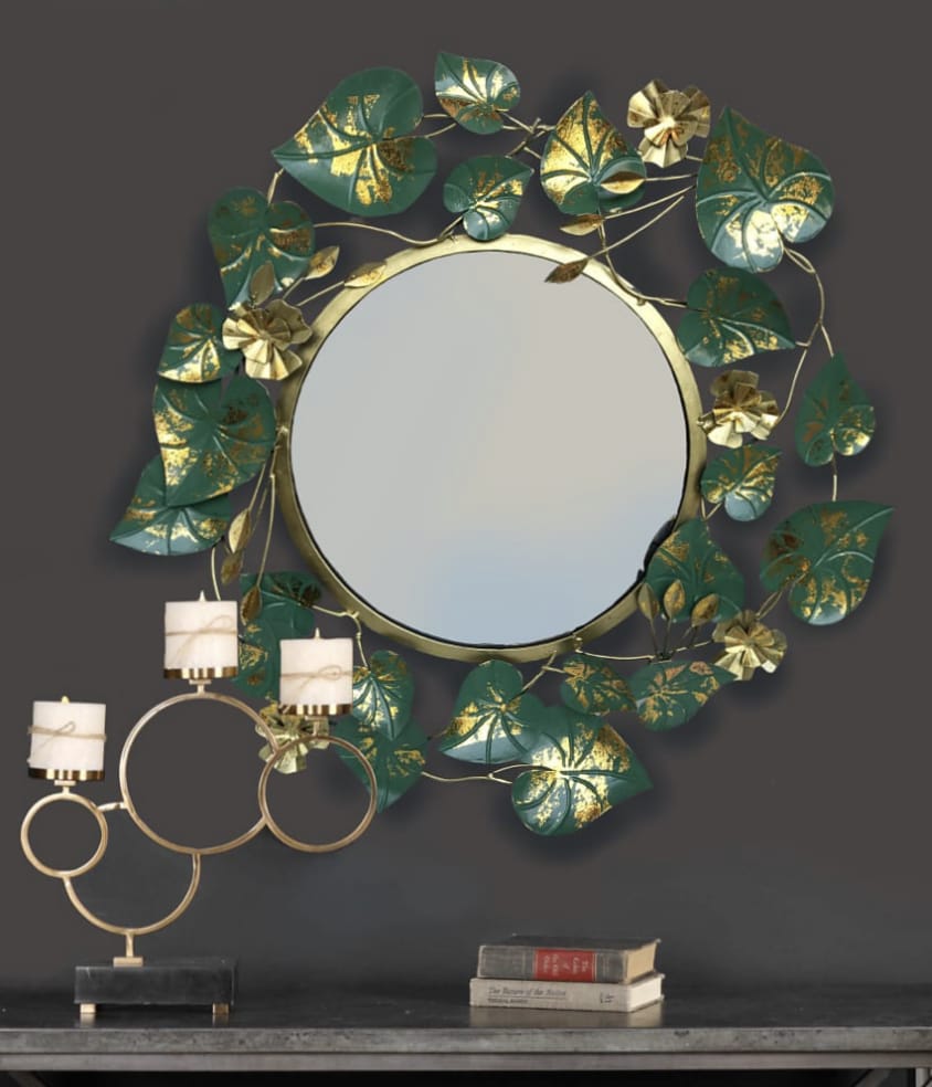 The Leafy Abstract Style Beautiful Designed Mirror For Bedroom Living Tamrapatra