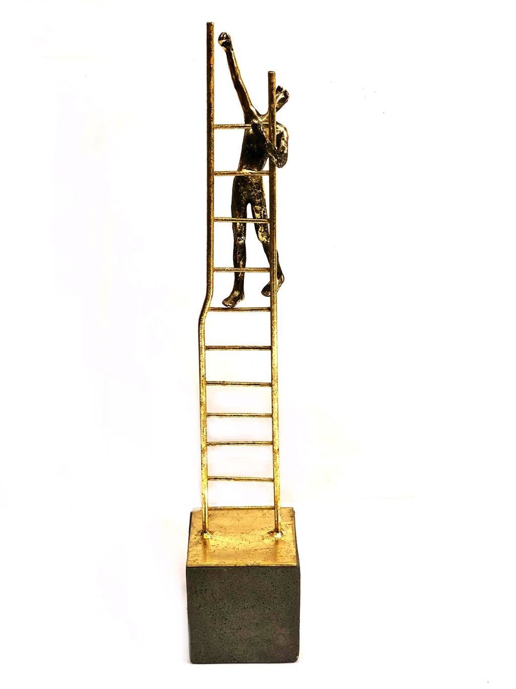 Symbolic Showpiece Man Climbing Ladder Unique Craft & Creations By Tamrapatra