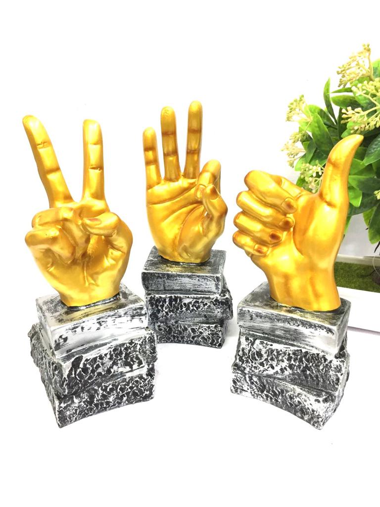 Hand Gestures Elegant Modern Theme Décor Brown Golden Shades From Tamrapatra