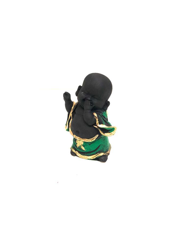 Set Of 3 Monks Feng Shui In Various Beautiful Contrasting Shades By Tamrapatra