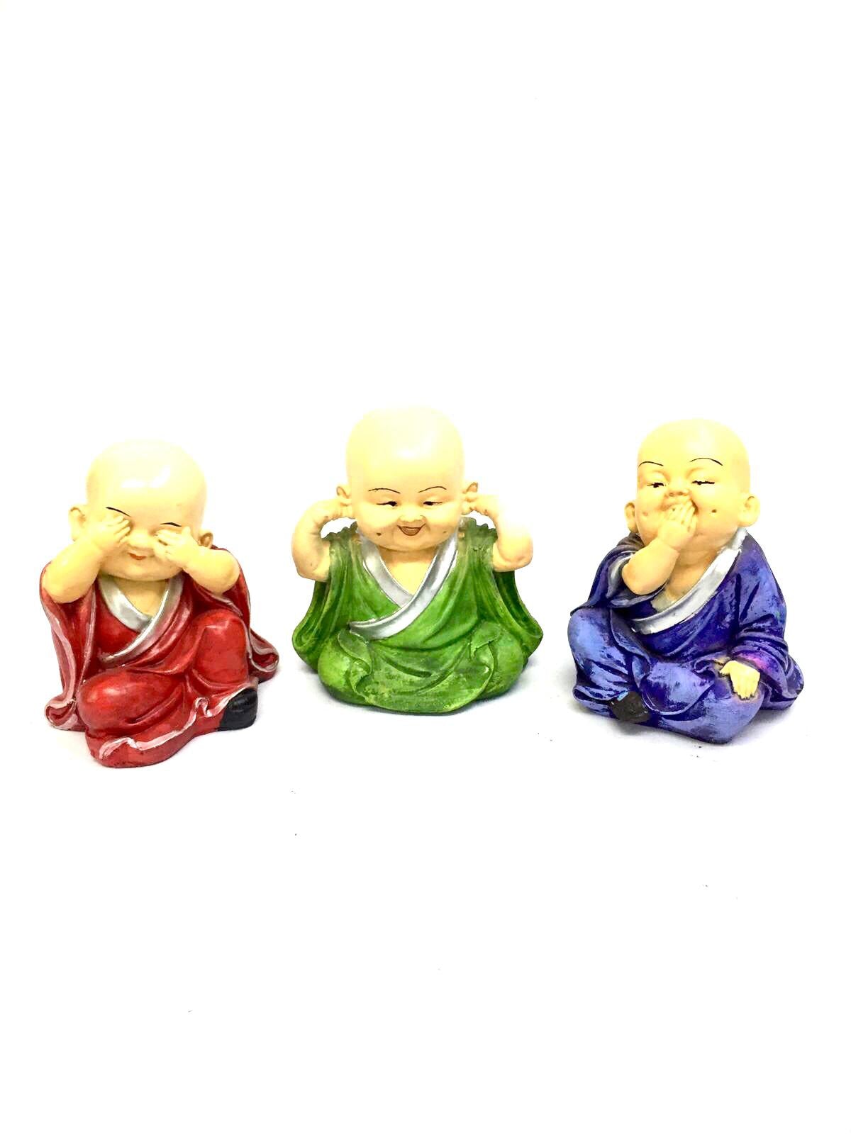 Multicolor Monks In Set Of 3 Vibrant Shades Good Luck Gifting's Tamrapatra