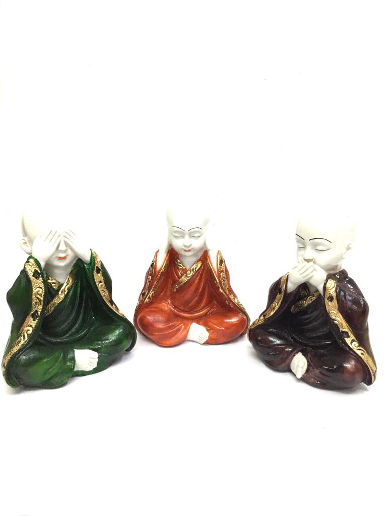Elegant Monks In Spiritual Collection Set Of 3 Various Shades Décor Tamrapatra
