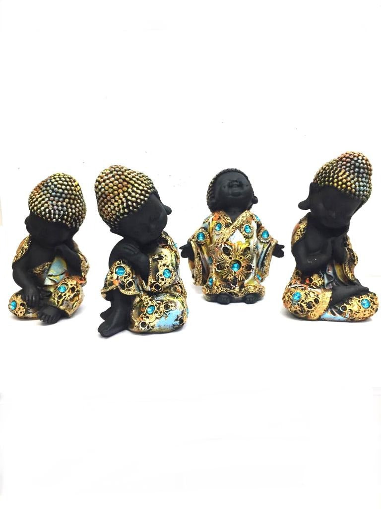 Monks In Various Designs Black & Multicolor For Décor Gifts By Tamrapatra