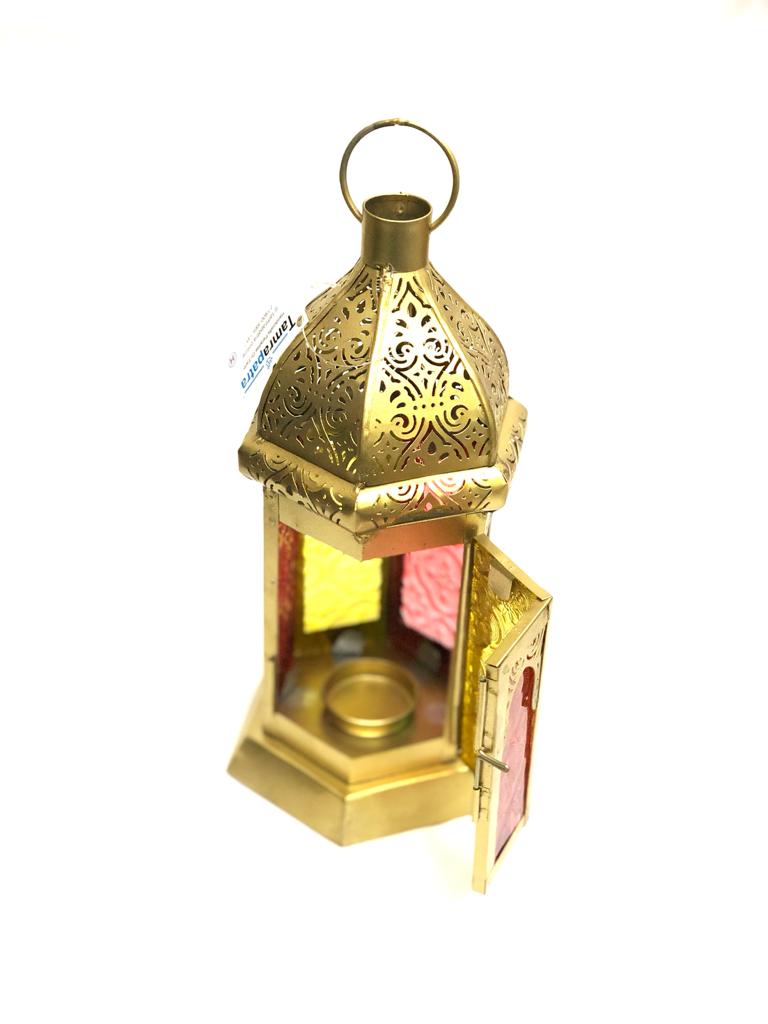 Moroccan Style Lantern With Colorful Glass Designs Available From Tamrapatra - Tamrapatra