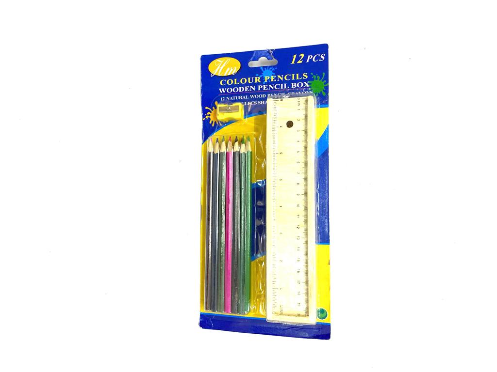 Coloring Pencils With Sharpener Scale Combo For Kids Gifting From Tamrapatra