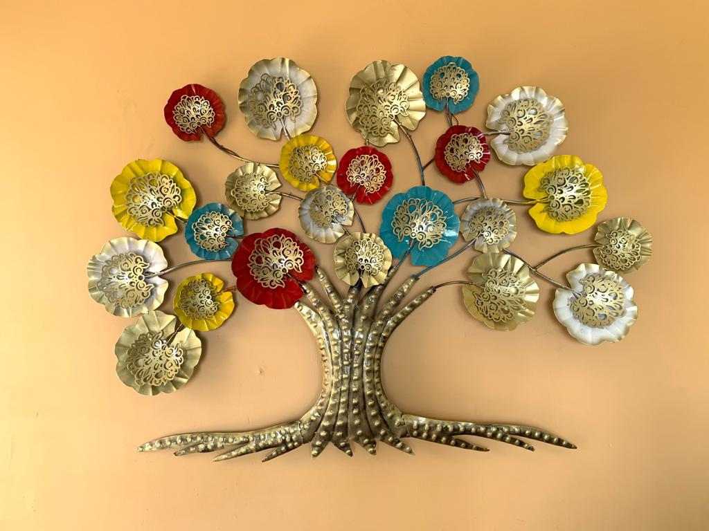 Modern Based Floral Theme Wall Decor Tree Painted Special Colors Tamrapatra