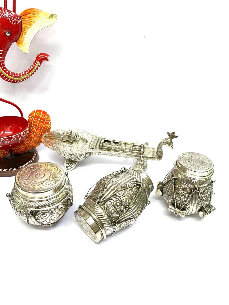 Musical Instruments Set Of 4 Metal Traditional Vintage Décor Antique Tamrapatra