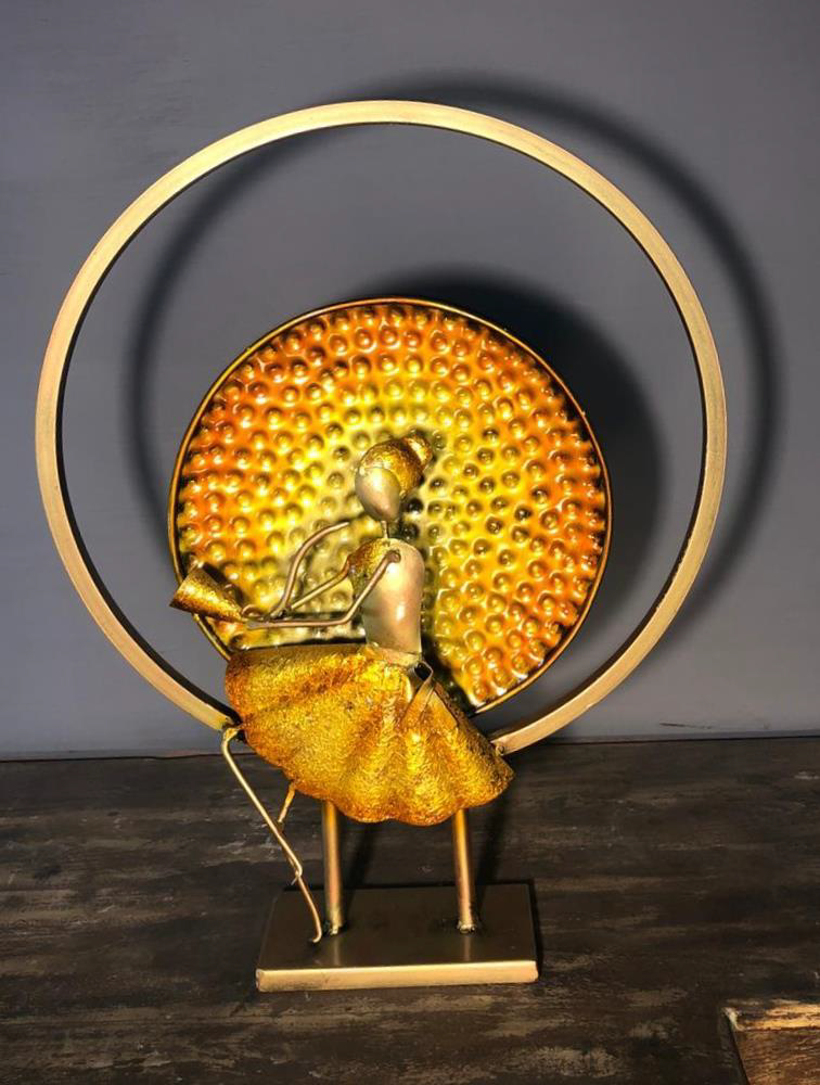Lady Musician Sitting Inside Ring Stunning Metal Creations For You By Tamrapatra
