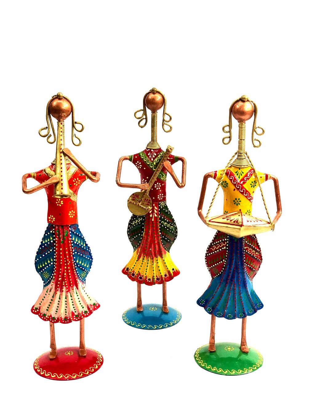 Lady Musicians In Traditional Attire Excellent Iron Build Tamrapatra