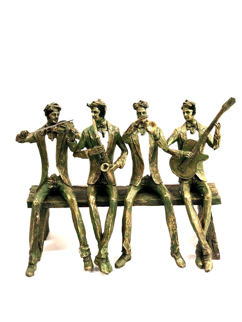 Musicians Sitting On Bench Poly Resin Modern Creations Decor From Tamrapatra