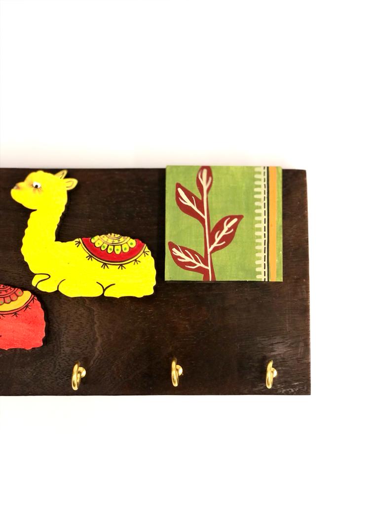 Alpaca Theme Based Key Hanger Wooden Craftsmanship Collectible By Tamrapatra