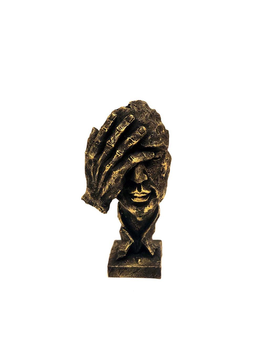 Conceptual Sculpture Of Men With Golden Message Decoration Only At Tamrapatra