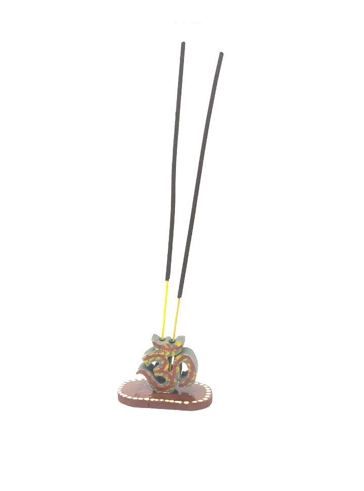 Om Exclusive Incense Stick Holder Religious Hindu Symbol Wooden Tamrapatra