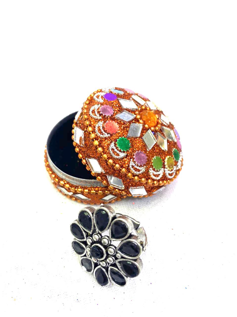 Jewelry Box Mirror & Kundan Art Handcrafted Storage Gifts Occasion Tamrapatra