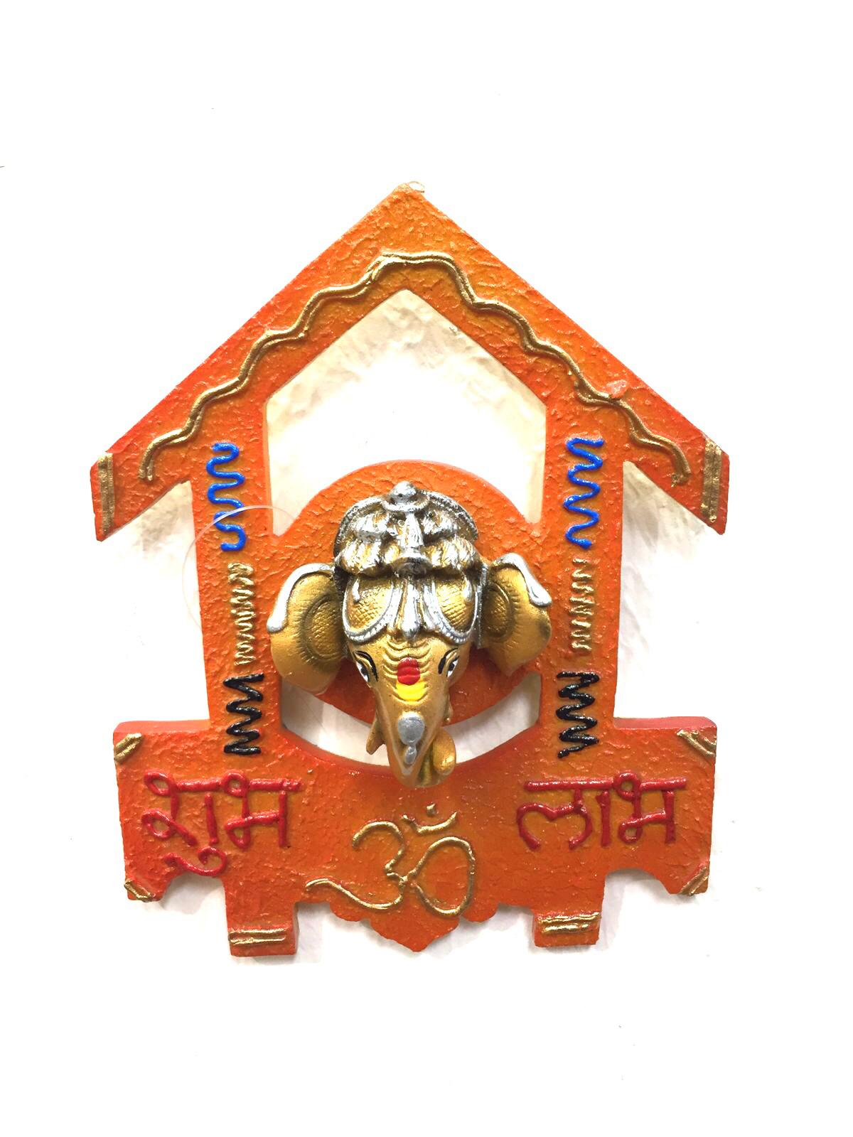 House Style Ganesha Frame Hanging Resin Outdoor Indoor Entrance Tamrapatra