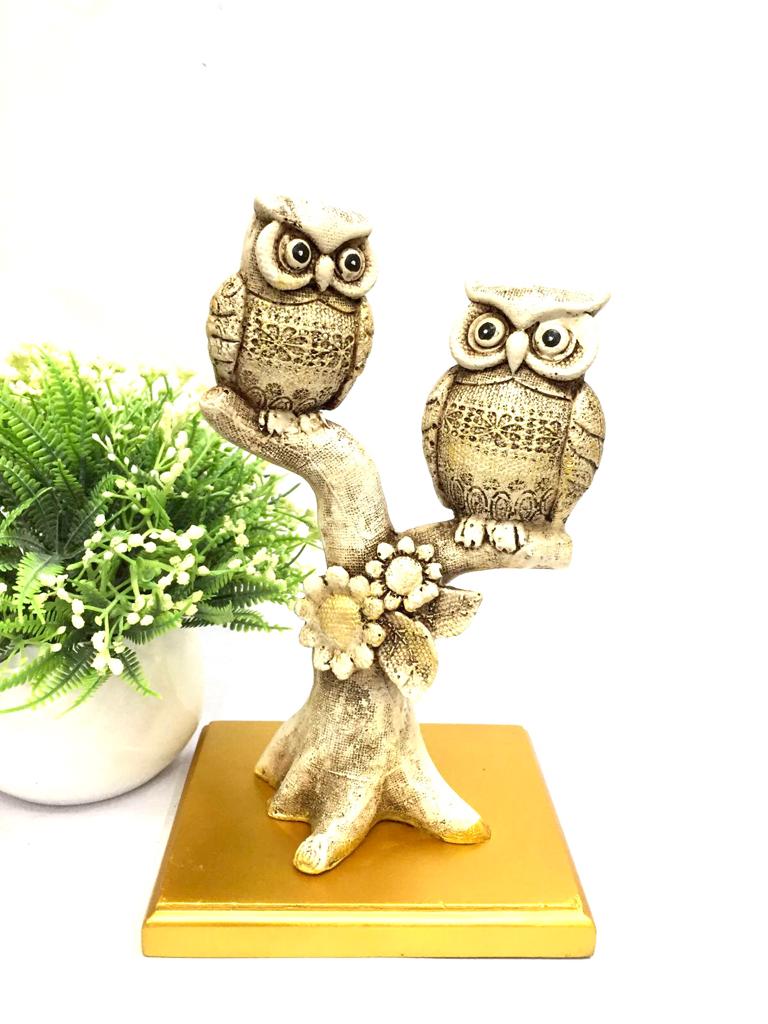 Lovely Owls Sitting On Stem Exclusive Designer Showpiece From Tamrapatra