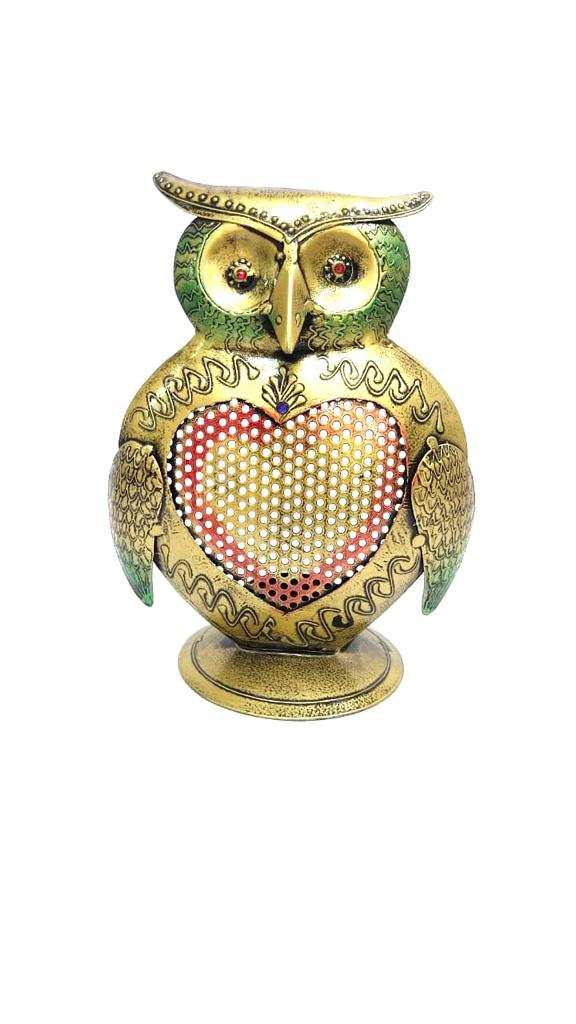 Unique Owl Metal Candle Holder Shadow With Heart Design By Tamrapatra