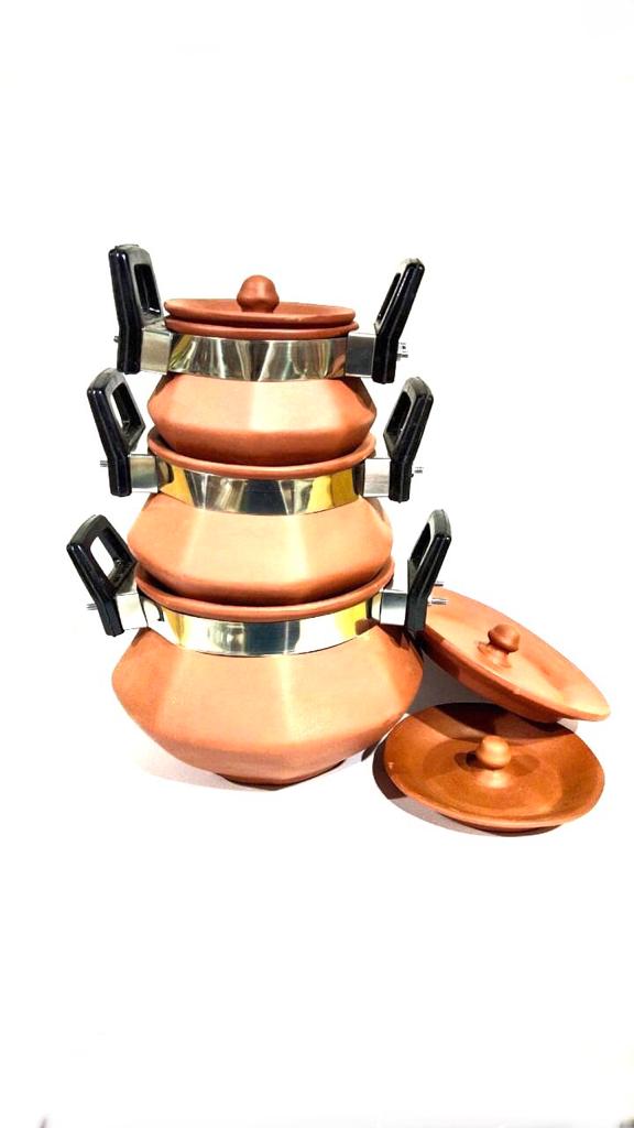 Pahal Handi Set With Handle In Various Sizes Earthenware Healthy By Tamrapatra