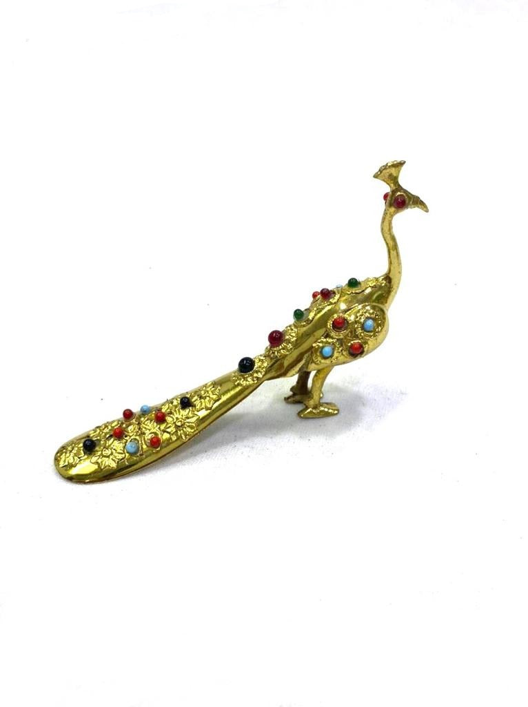 Brass Stone Peacock Splendid Artefacts For Decoration Gifts From Tamrapatra