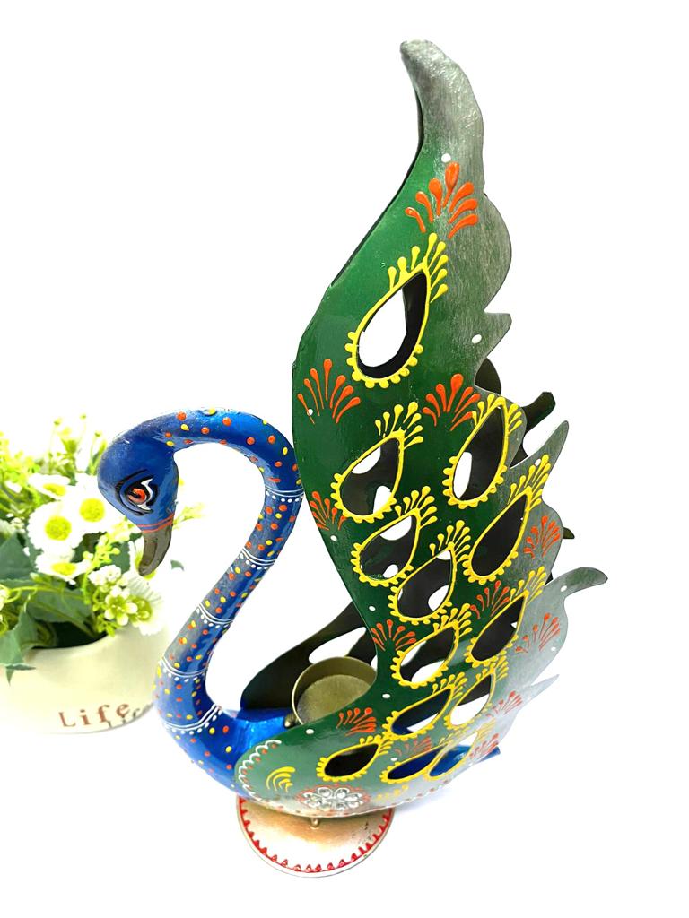 Peacock Metal Art Creations Candle Holders Decoration Exclusive Arts Tamrapatra