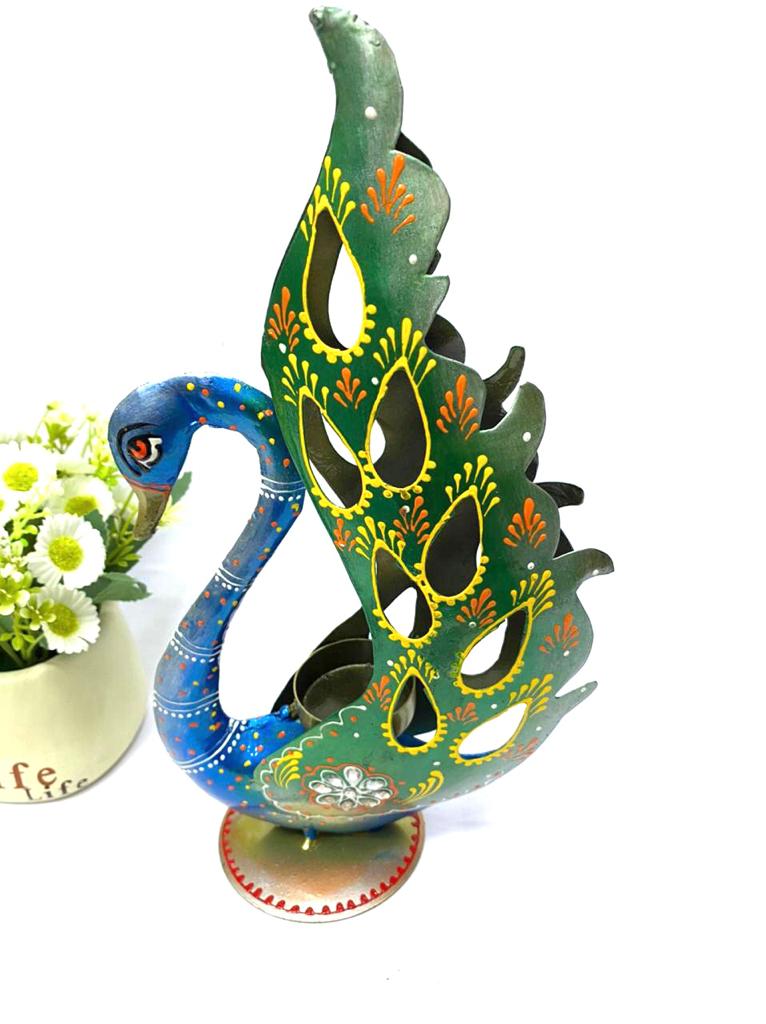 Peacock Metal Art Creations Candle Holders Decoration Exclusive Arts Tamrapatra
