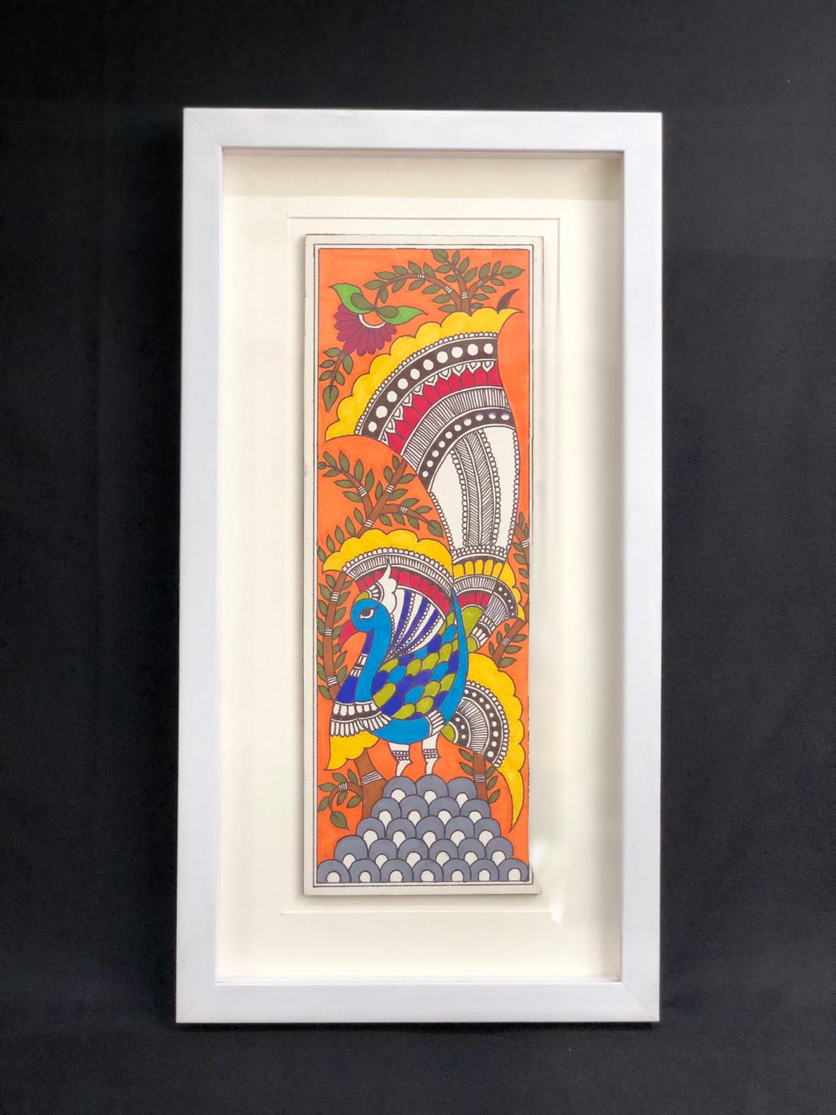 Long Hand Painting On Canvas Enclosed In Glass Frame For Wall By Tamrapatra