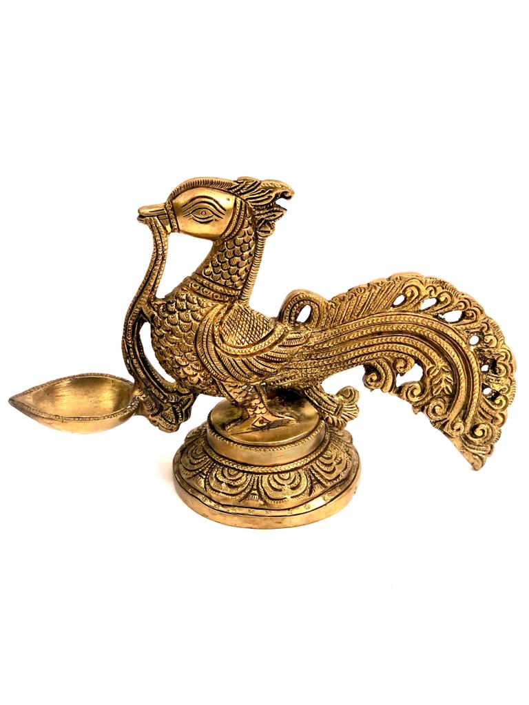 Brass Attractive Big Peacock Style Diya Decoration Largest Collection By Tamrapatra