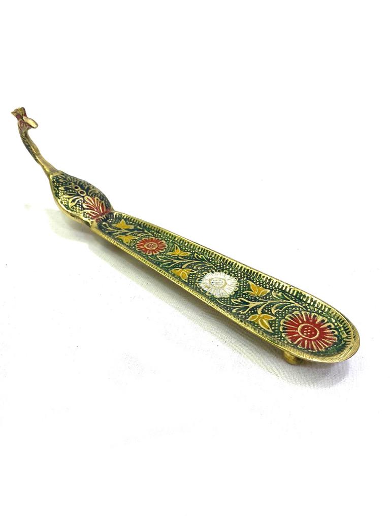 Peacock Incense Stick Holder Designed & Crafted In India Handcrafted Tamrapatra