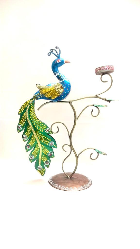 Exclusive Peacock Tealight Stand Home Candle Festival Decoration By Tamrapatra