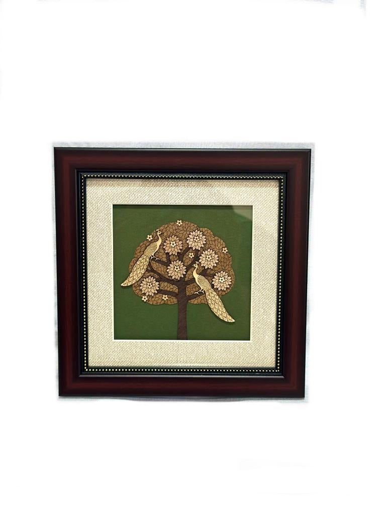 Peacock On Tree Wooden Artwork Frame 3D Design Exclusive Crafts By Tamrapatra