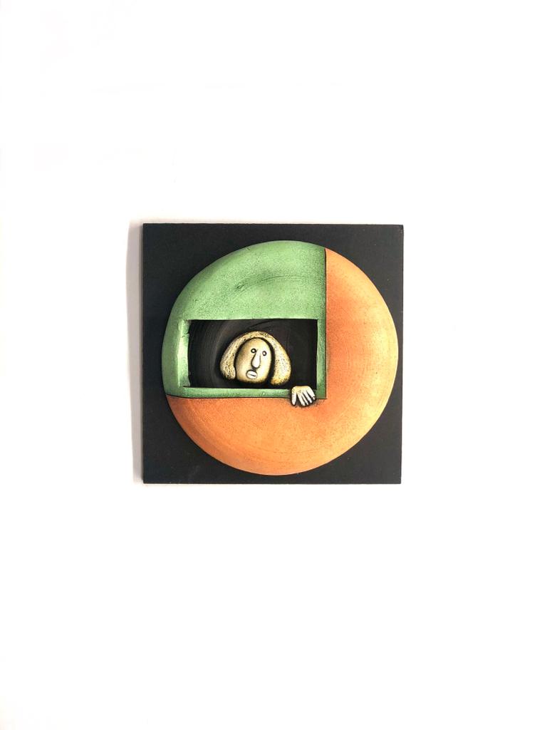 Tangerine Orange With Green Shades Unique Peeking Pot Series By Tamrapatra