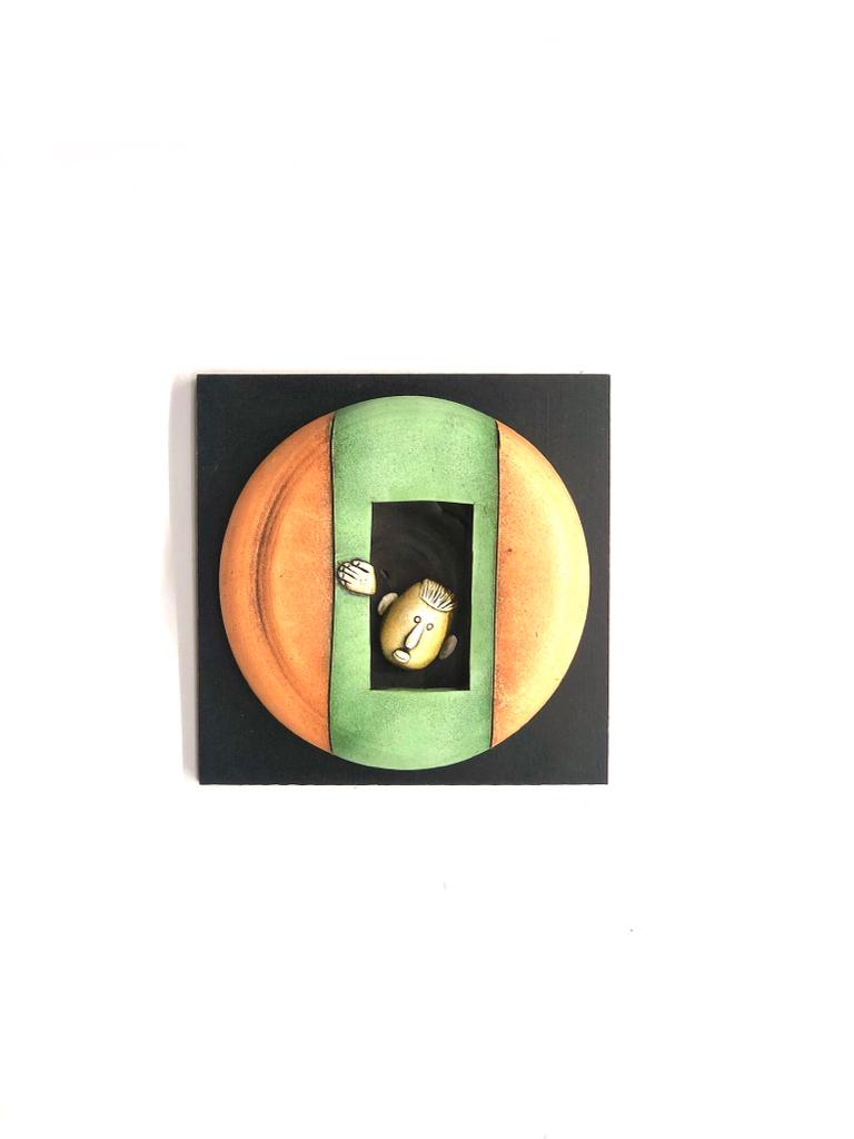Tangerine Orange With Green Shades Unique Peeking Pot Series By Tamrapatra