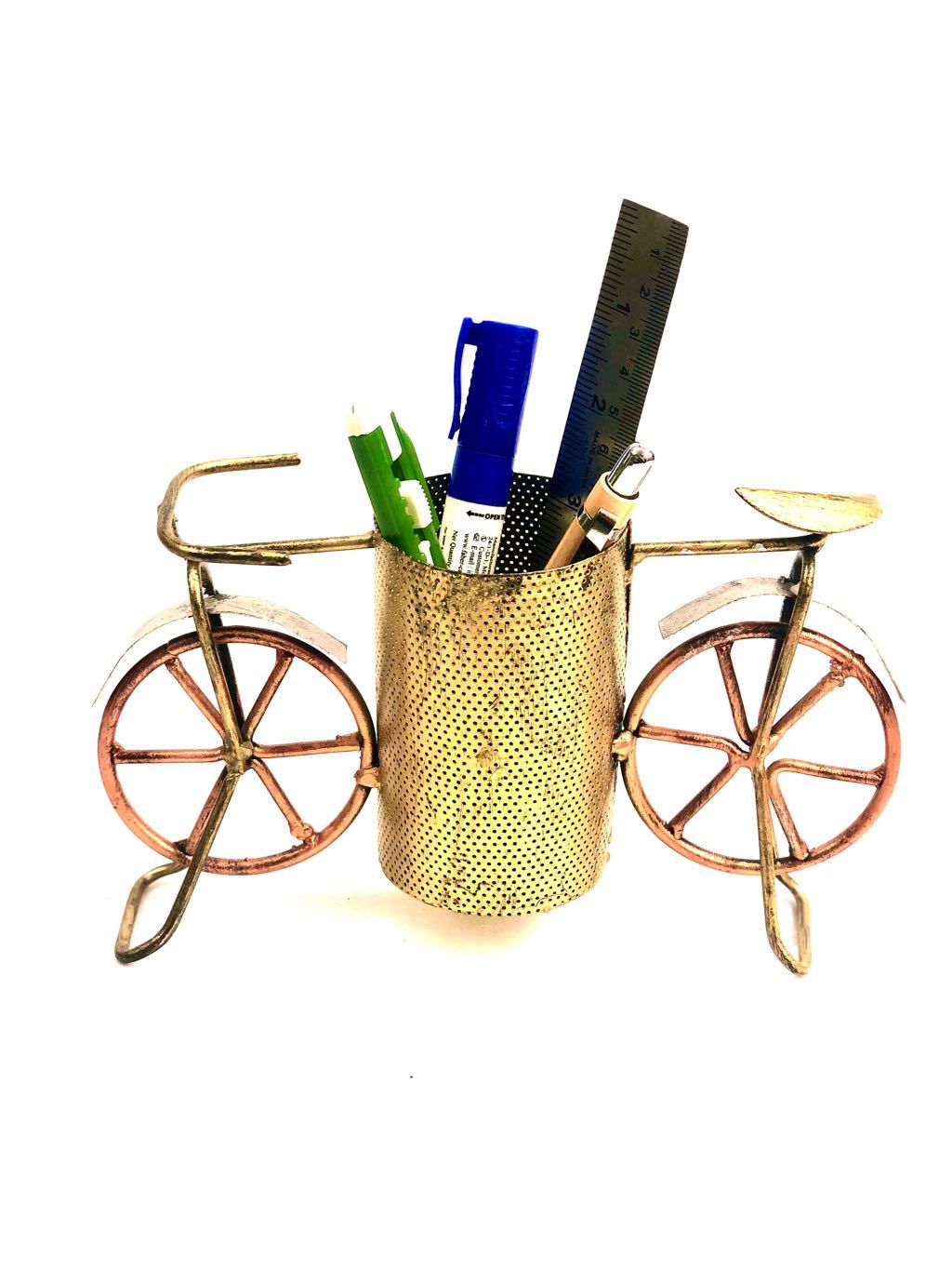 Vintage Style Cycle Metal Pen Stand And Other Accessories By Tamrapatra