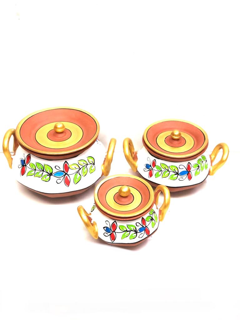Pahal Handi Cooking Earthenware Hand Painting Floral Design By Tamrapatra