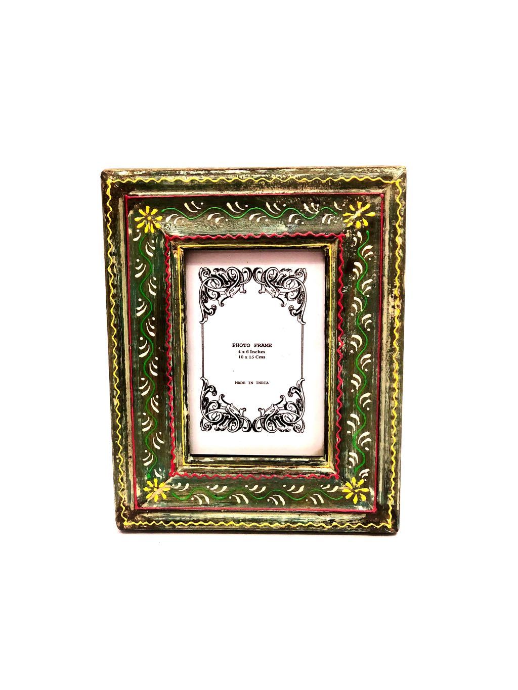 Traditional Multi Color Hand Painted Photo Frame Glass Front Tamrapatra