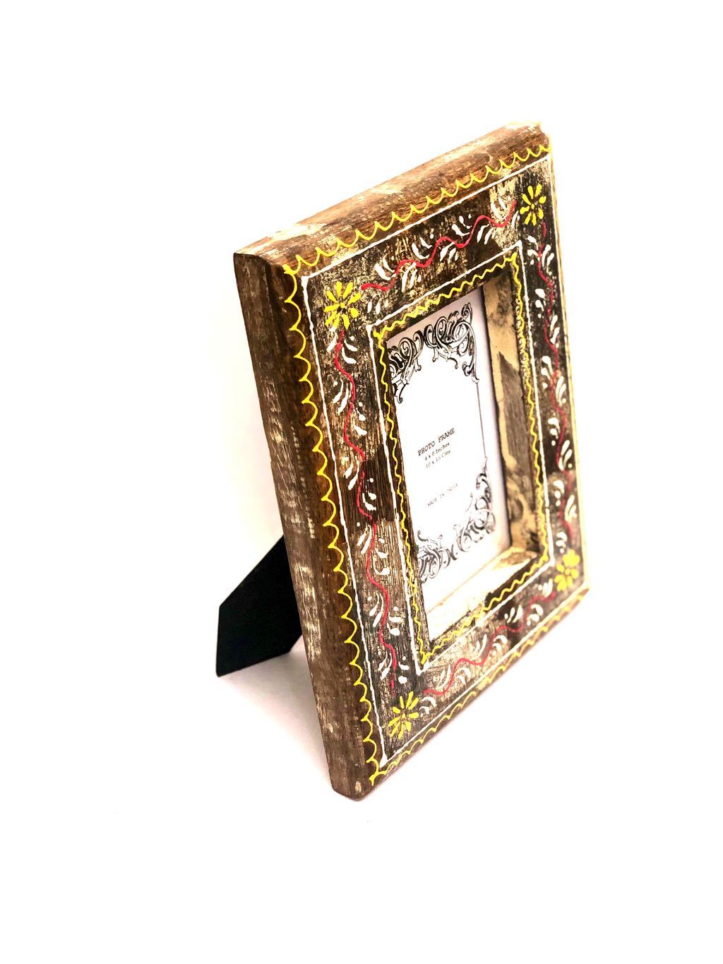 Traditional Multi Color Hand Painted Photo Frame Glass Front Tamrapatra