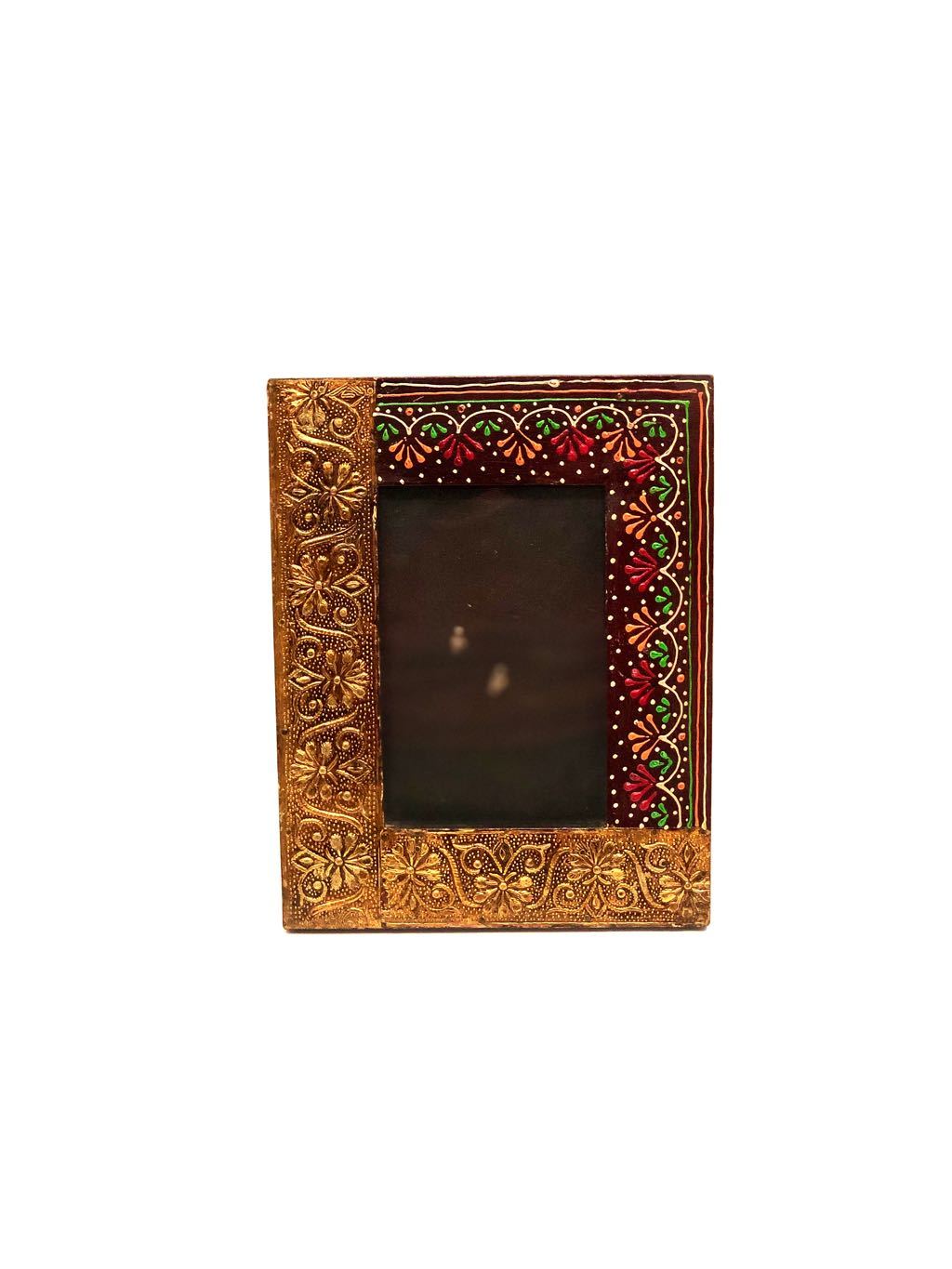 Designer Photo Frame Brass Foil Fitted With Hand Painting From Tamrapatra