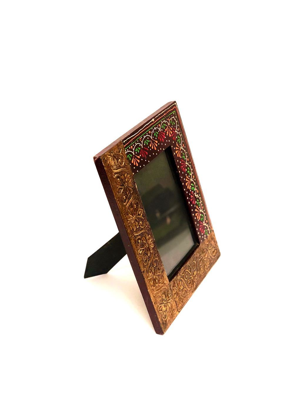 Designer Photo Frame Brass Foil Fitted With Hand Painting From Tamrapatra