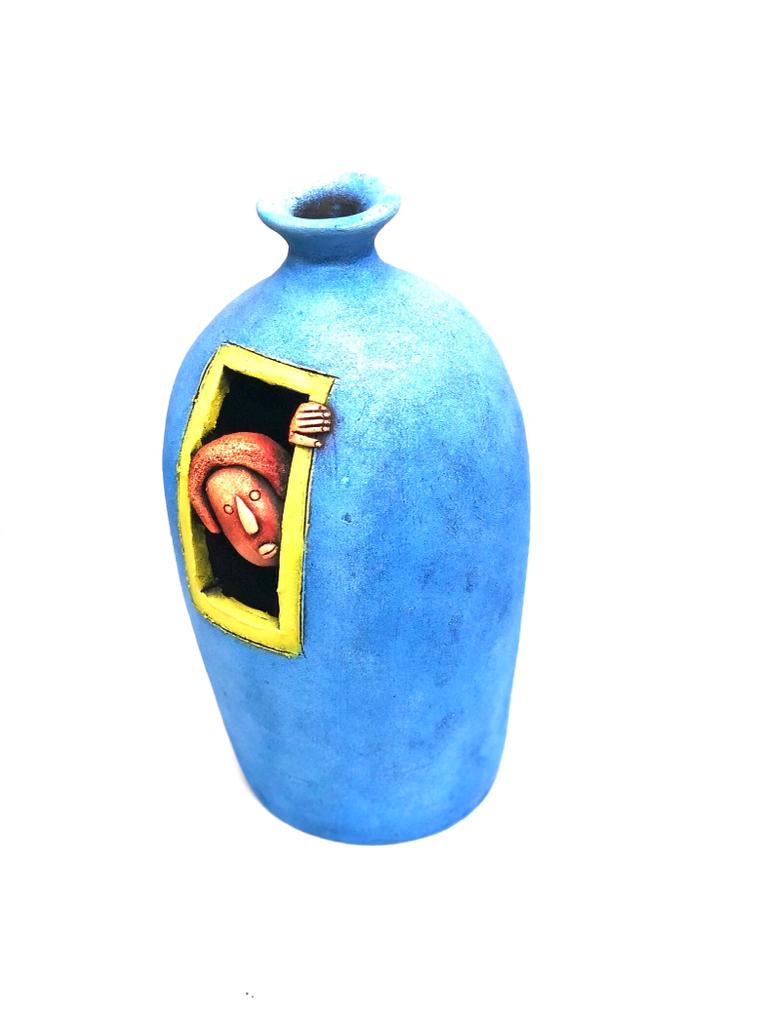 Big Pots With Peeping Face Superior Vibrant Shades Exclusively At Tamrapatra - Tamrapatra