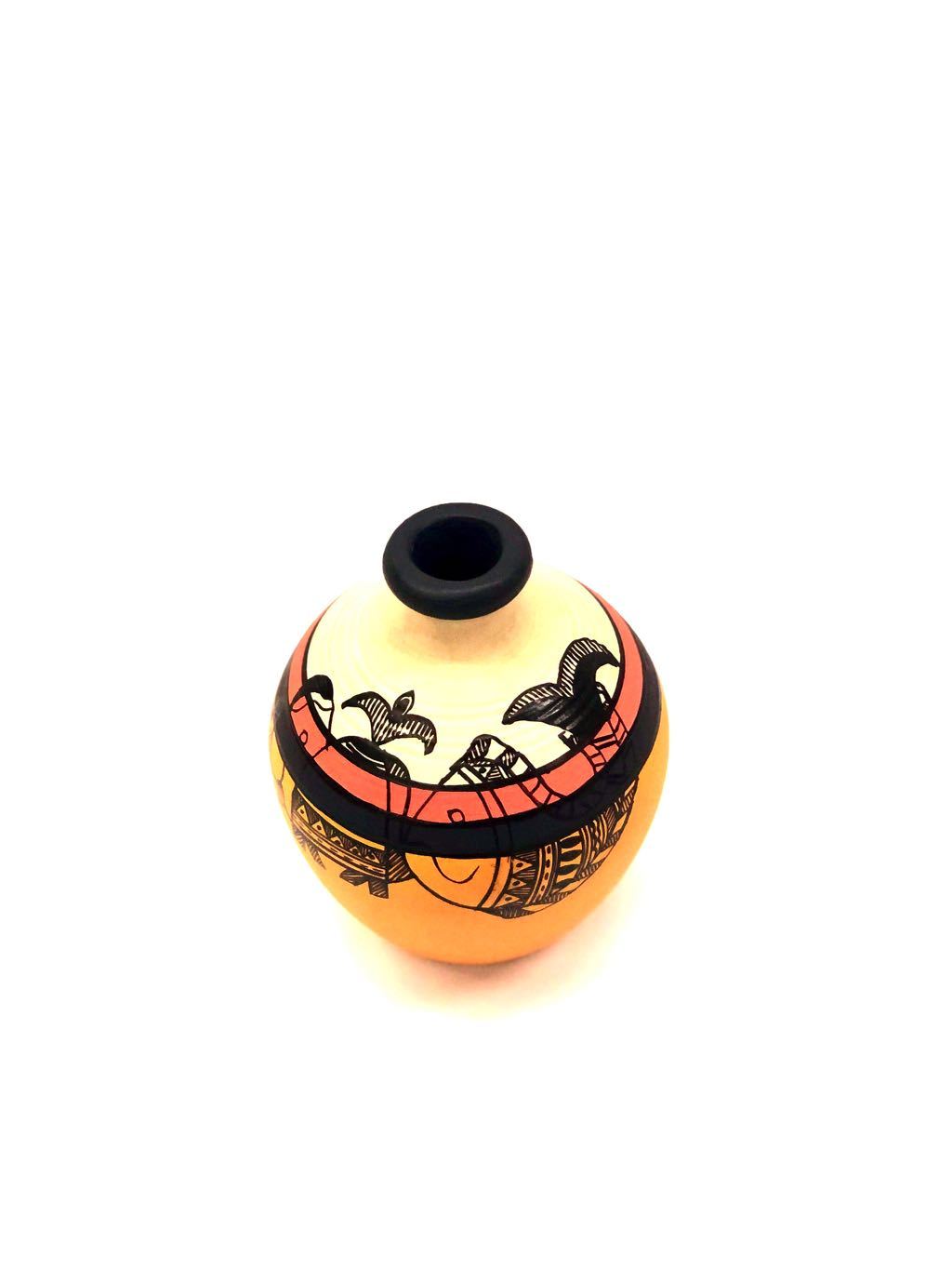 Pottery Madhubani Round With Neck Designer Terracotta Pots By Tamrapatra