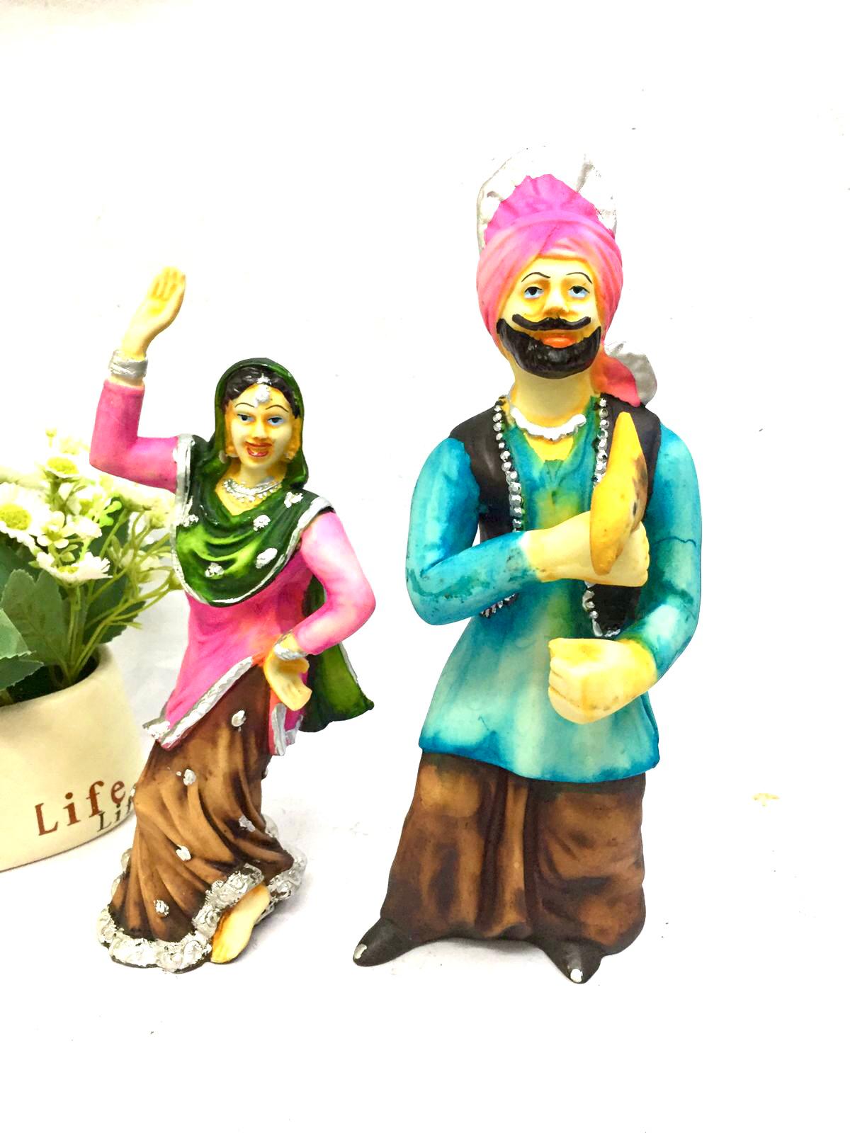 Punjabi Couple Dancers Theme Resin Crafts Traditional Set Of 2 From Tamrapatra
