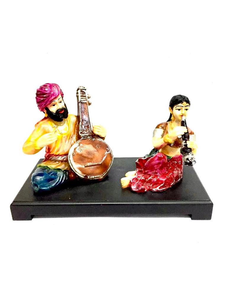 Punjabi Couple Musicians On Stand Traditional Elegant Décor From Tamrapatra