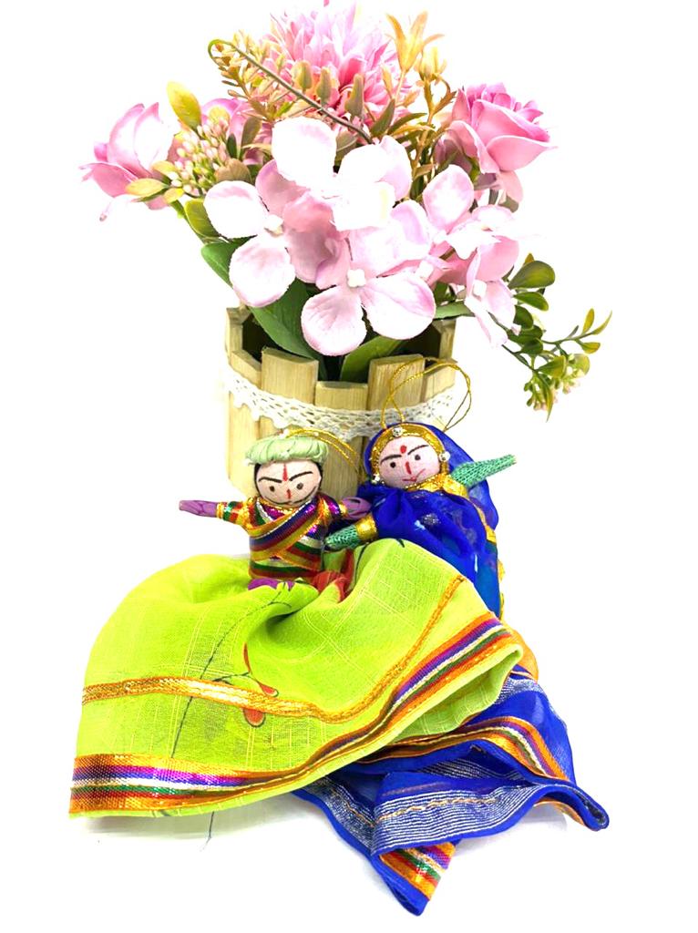 Cloth Hanging Dolls Pair Vibrant Shades For Wall Art Exclusive Décor Tamrapatra
