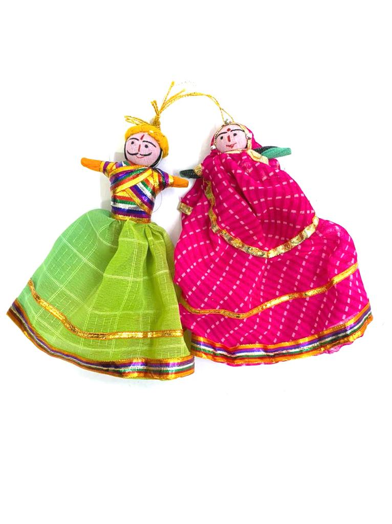 Cloth Hanging Dolls Pair Vibrant Shades For Wall Art Exclusive Décor Tamrapatra