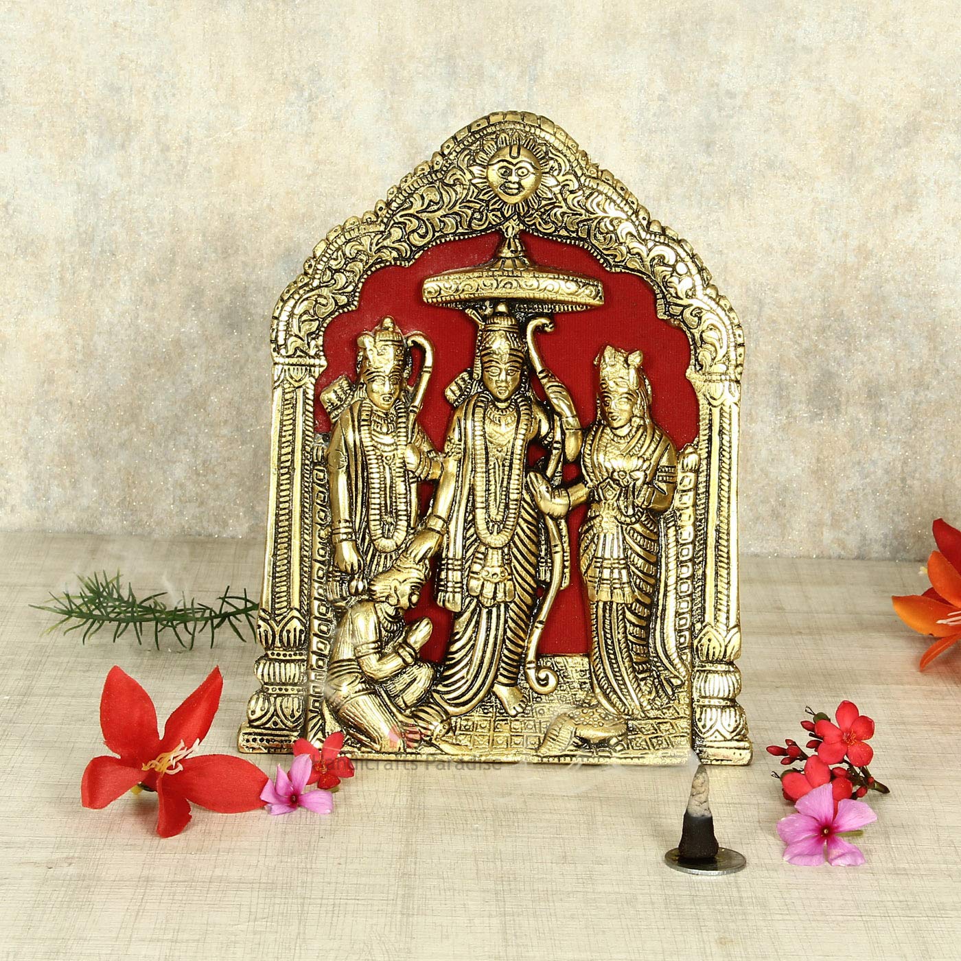 Religious Metal Sita Ram Laxman Hanuman With Stand & Hanging Tamrapatra