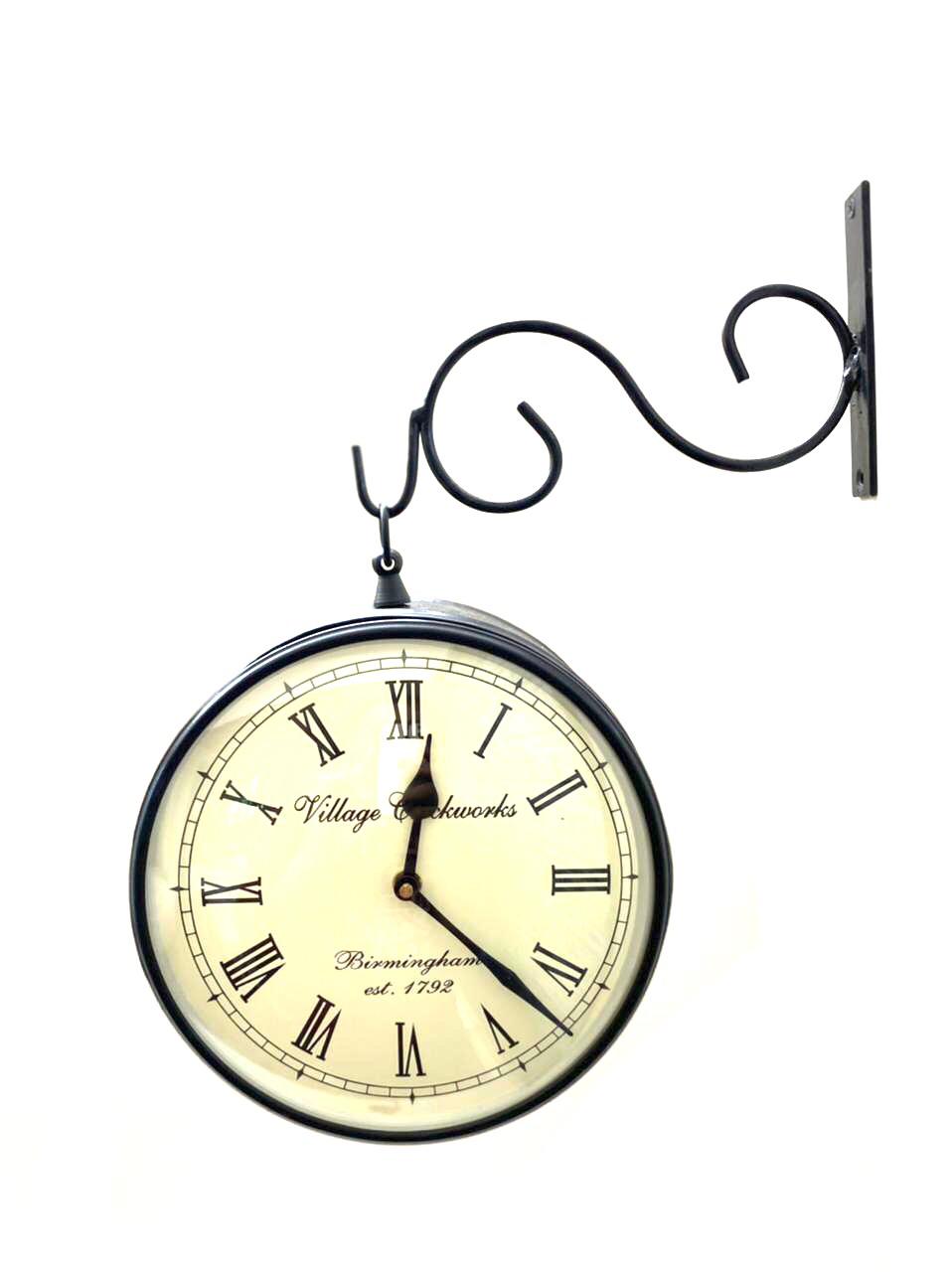 Attractive 2 Side Clock With Hanger Vintage Collection 8 Inches By Tamrapatra